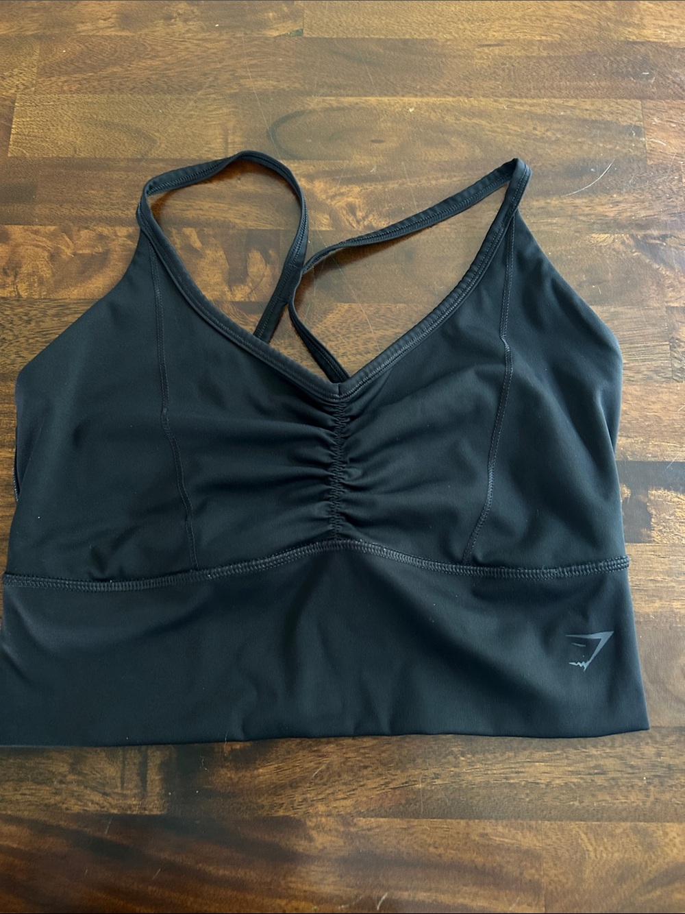 Gymshark Black Ruched V-Neck Strappy Tank